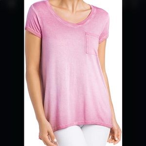 BNWT CG Sport Womens Oil Wash V-Neck Tee - Swing Body and Front Patch Pocket